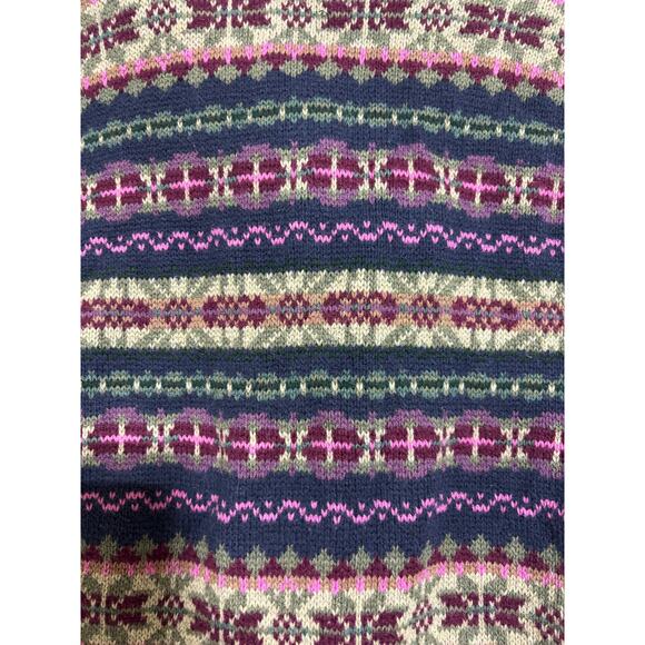 Chaps Denim Fair Isle Knit Sweater Vest 2X Button Nordic Winter Cottagecore - Picture 2 of 6